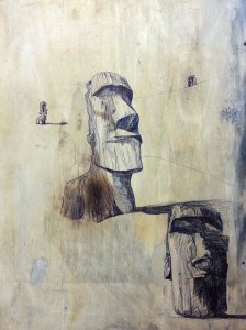 Moai, 2012 Ink on Board, 30x40cm