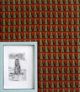 Ka Rima, 2014, graphite on paper, acrylic, frame, inkjet print on recycled canvas, 60x60x5cm